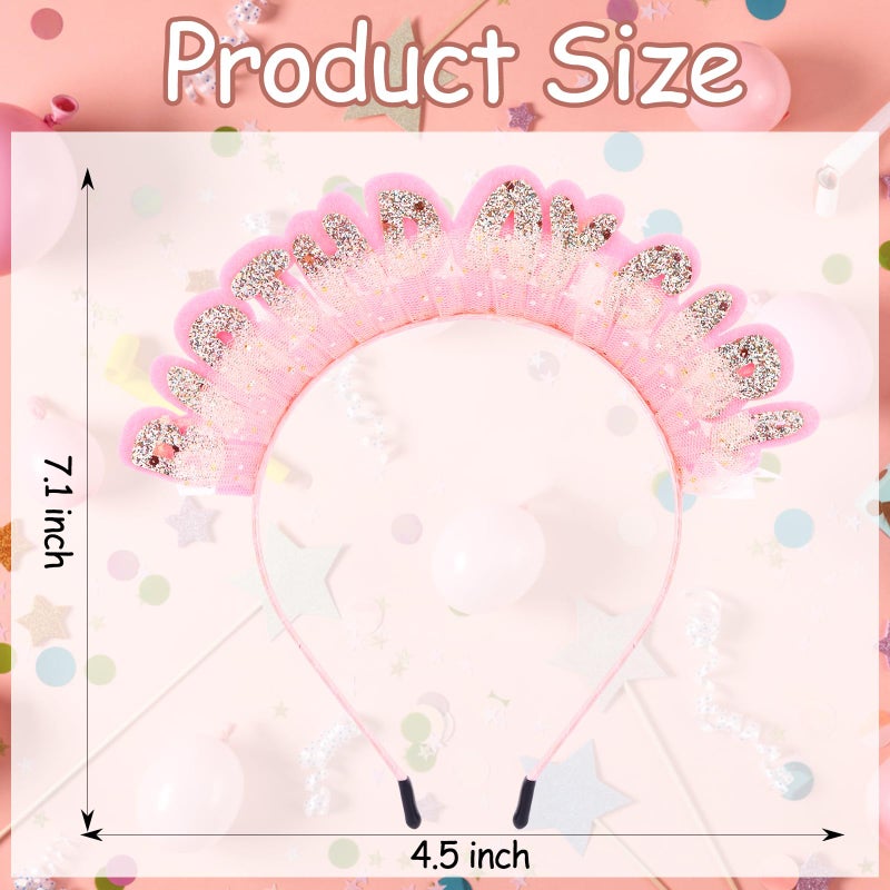Vovii Birthday Girl Headband Princess Crown for Women Girls, Happy Birthday Headband for Hair Accessories - Image 3